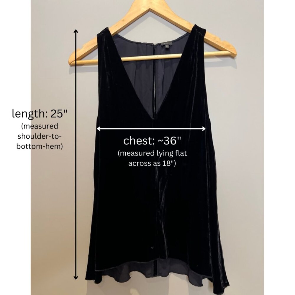 Babaton (Aritzia) - Black Velvet Sleeveless V-neck Blouse Top - size XS - Picture 2 of 5